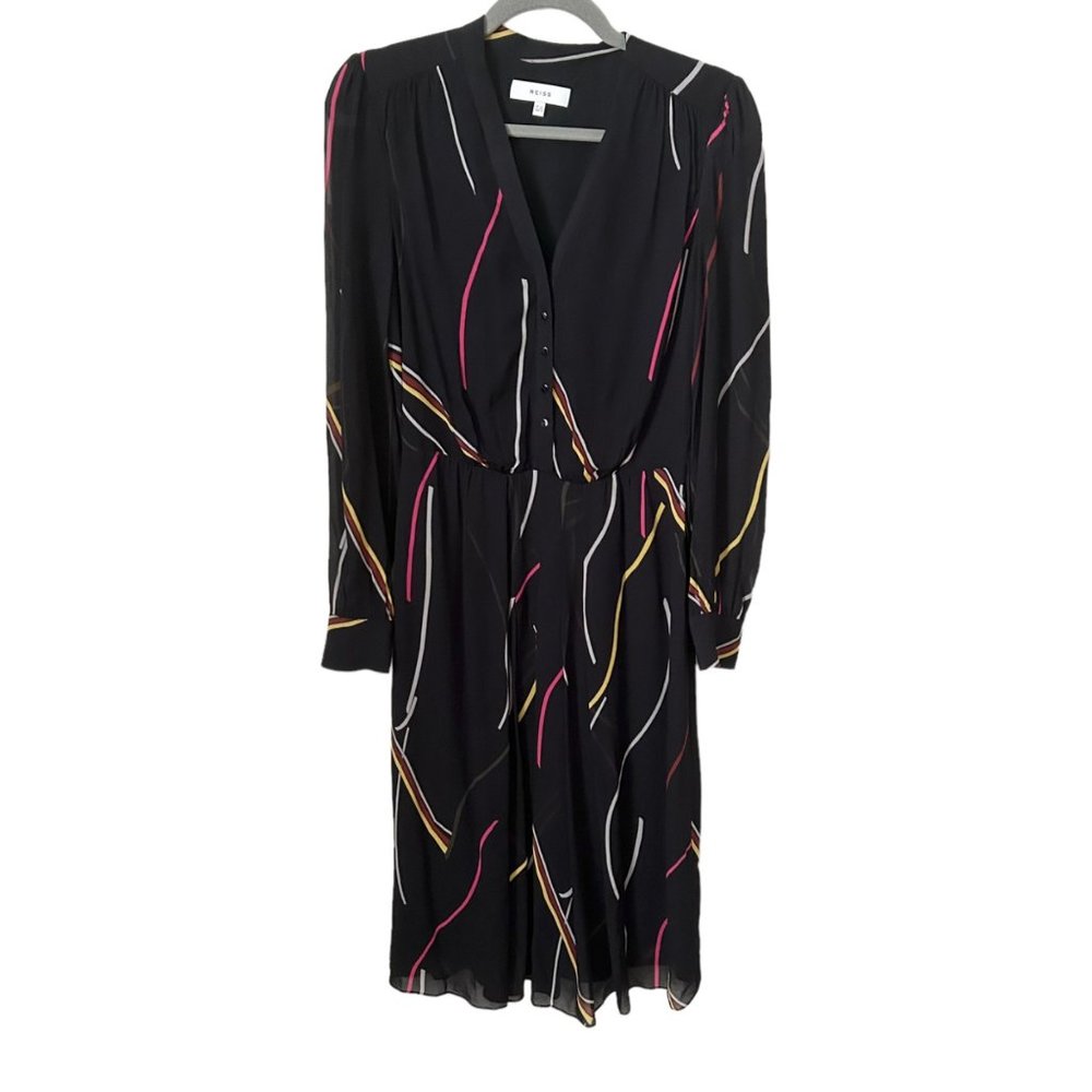 Reiss Caralisa Printed Button Front Midi Dress - Picture 2 of 6